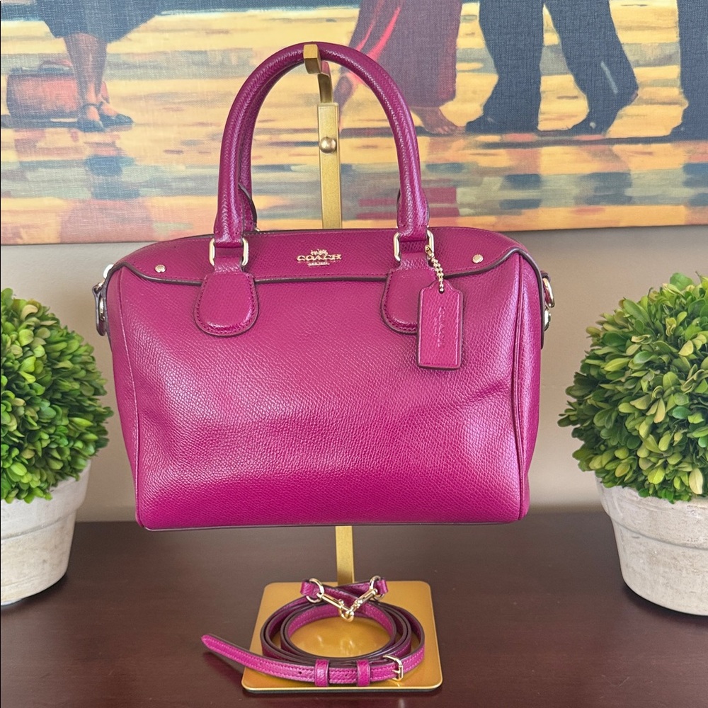 COACH F36624 🩷MAGENTA🩷 CROSSGRAIN LEATHER MINI BENNETT SATCHEL BAG - Picture 3 of 17